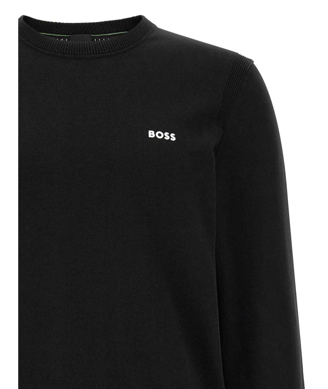 HUGO BOSS Черный хлопковый джемпер / свитер, фото 3