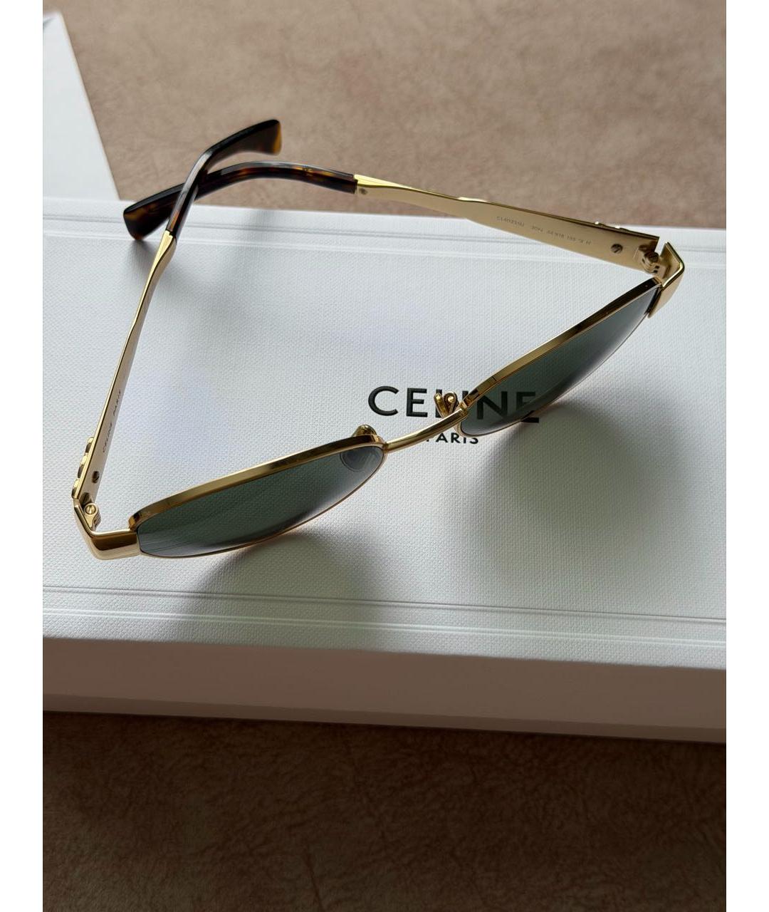 CELINE Золотые металлические солнцезащитные очки, фото 5