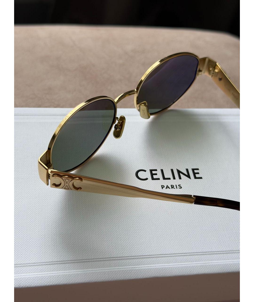 CELINE Золотые металлические солнцезащитные очки, фото 3