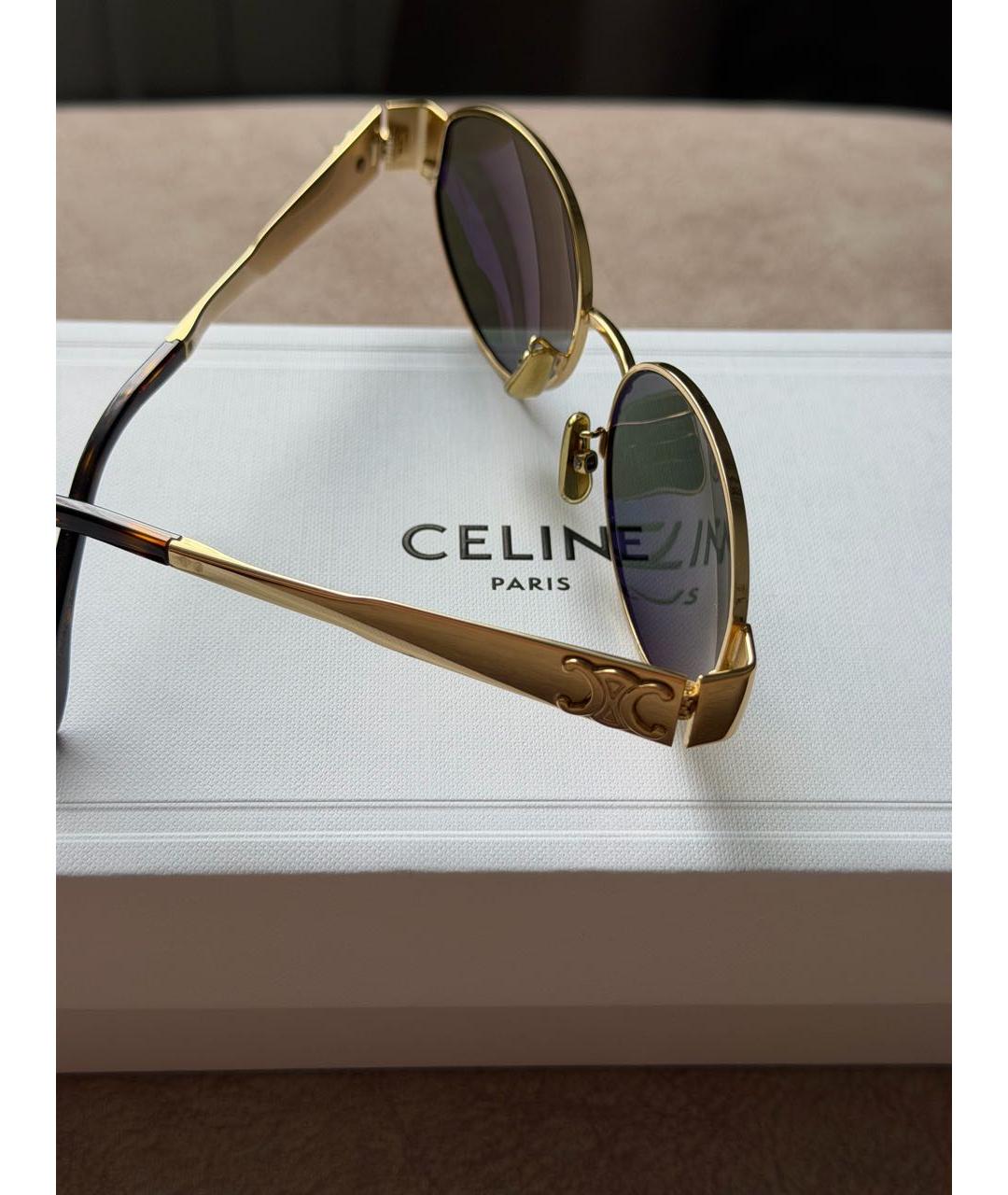 CELINE Золотые металлические солнцезащитные очки, фото 4