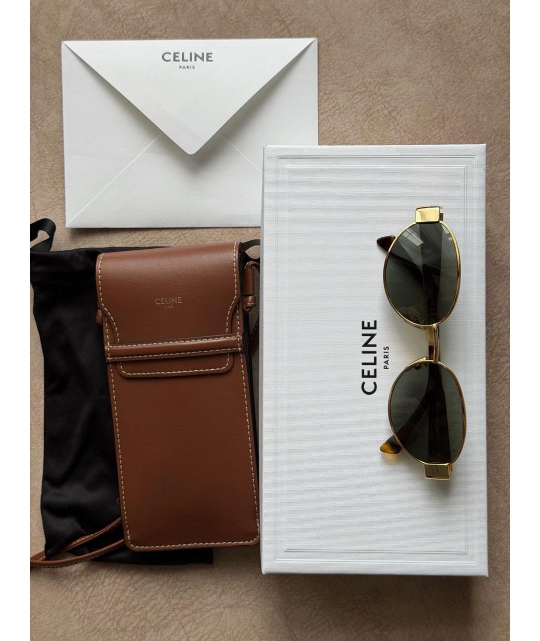 CELINE Золотые металлические солнцезащитные очки, фото 7
