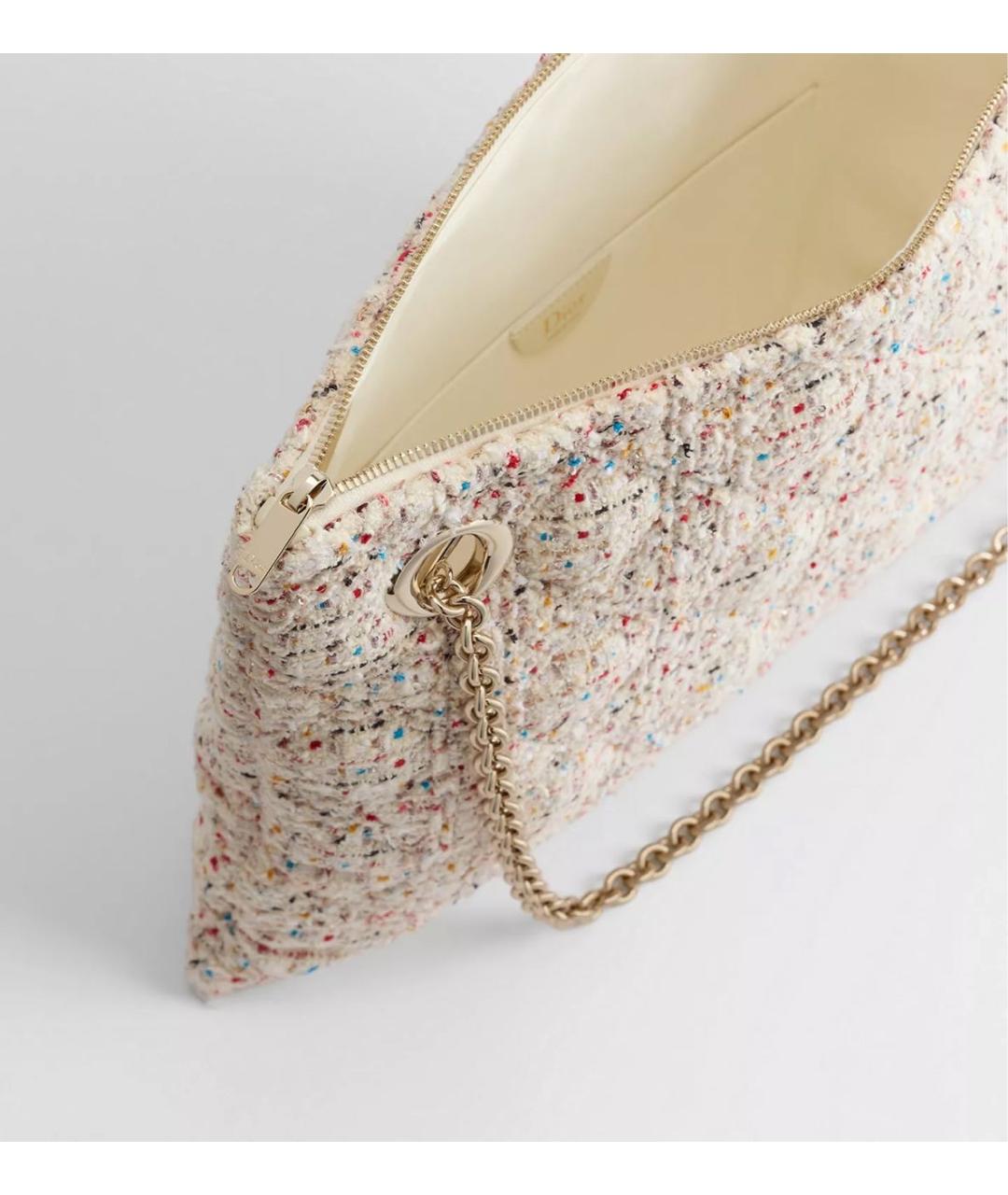 CHRISTIAN DIOR Бежевая твидовая сумка тоут, фото 3