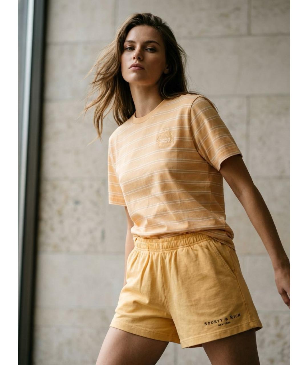 SPORTY AND RICH Желтый хлопковый костюм с брюками, фото 7