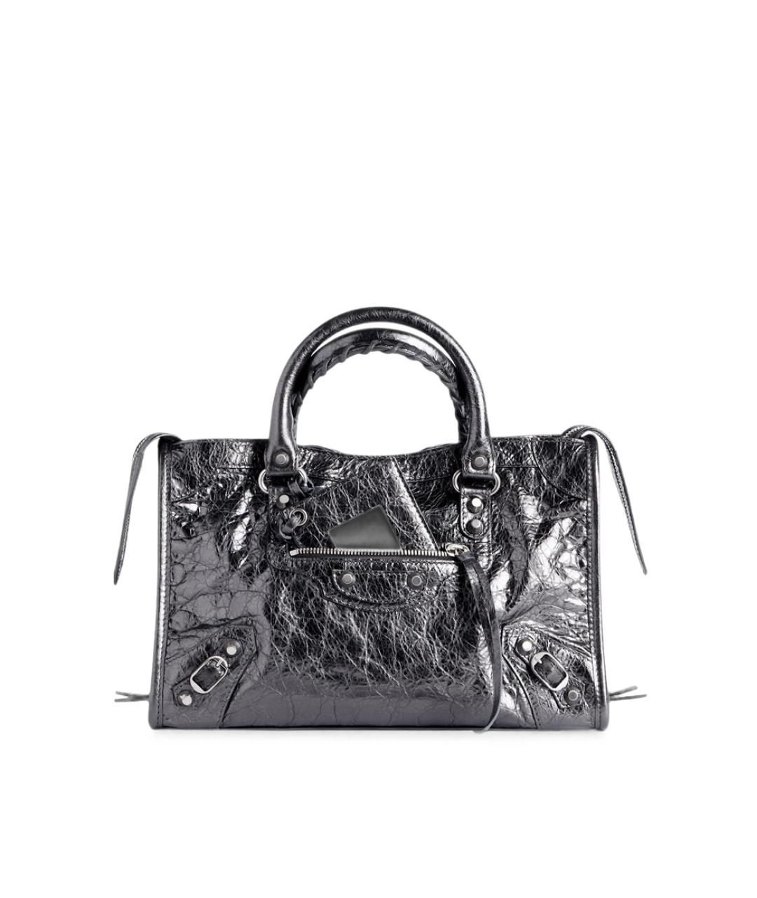 BALENCIAGA Серая кожаная сумка с короткими ручками, фото 1