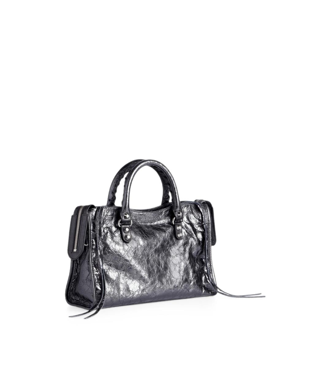 BALENCIAGA Серая кожаная сумка с короткими ручками, фото 2