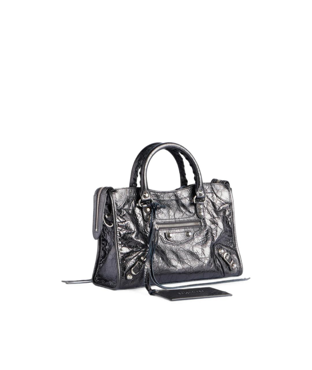 BALENCIAGA Серая кожаная сумка с короткими ручками, фото 4
