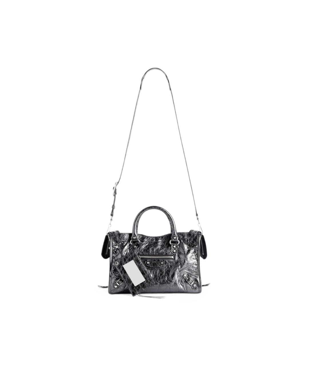 BALENCIAGA Серая кожаная сумка с короткими ручками, фото 5