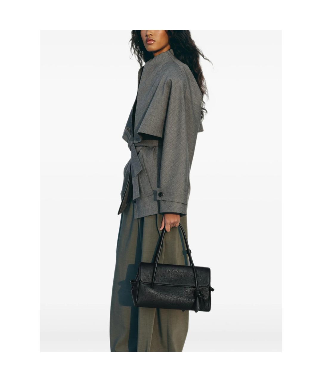 JACQUEMUS Черная кожаная сумка тоут, фото 3
