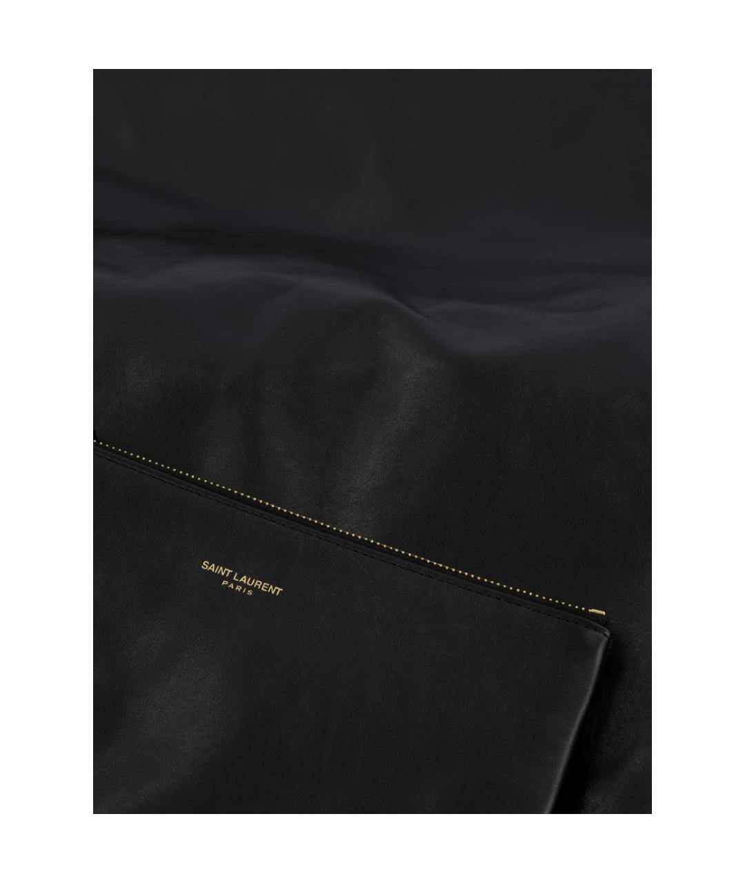 SAINT LAURENT Черная кожаная сумка тоут, фото 2