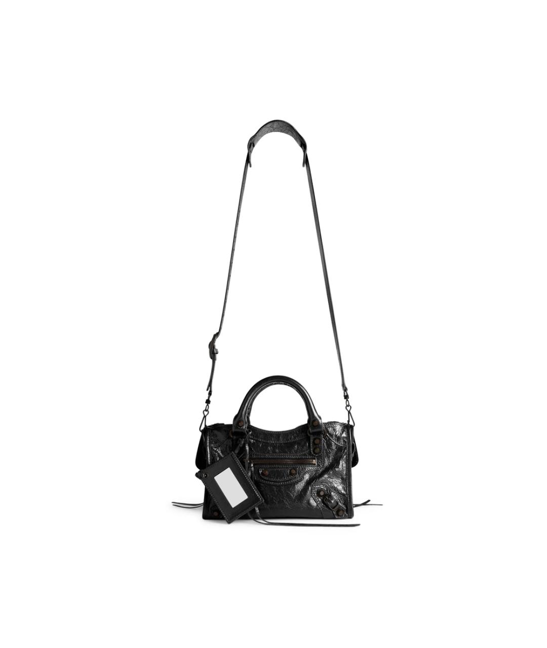 BALENCIAGA Черная кожаная сумка через плечо, фото 5