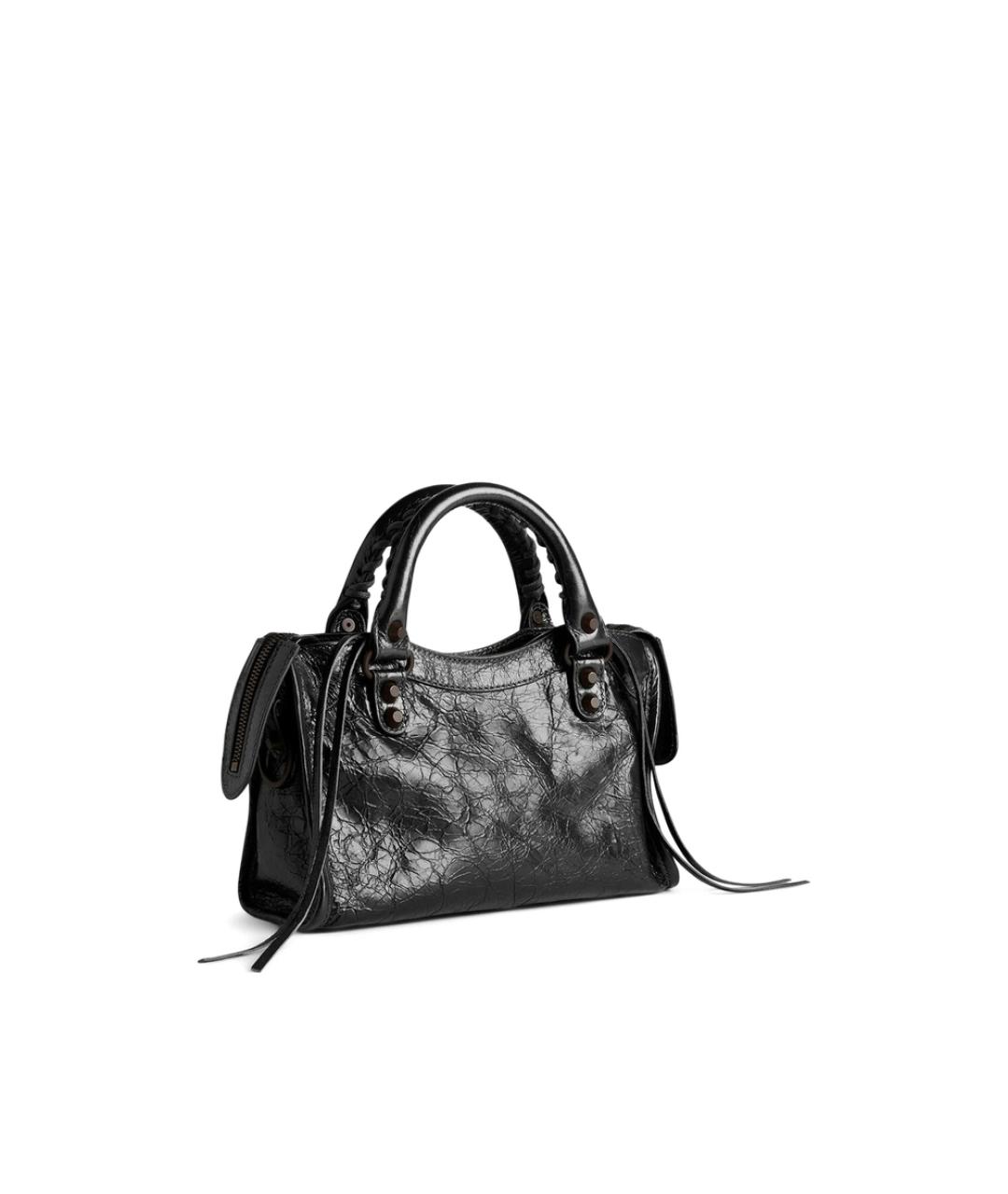 BALENCIAGA Черная кожаная сумка через плечо, фото 2