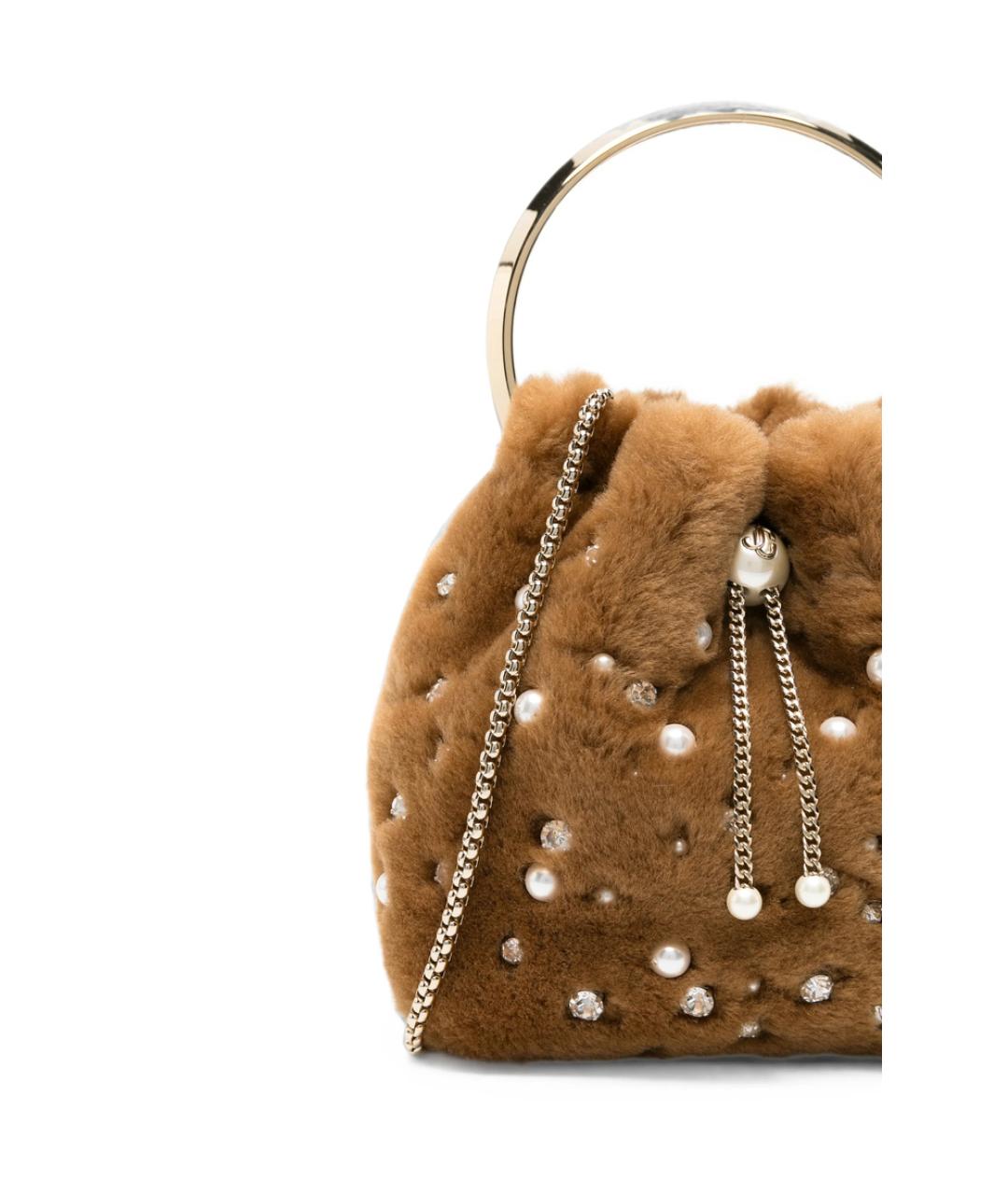 JIMMY CHOO Коричневая меховая сумка с короткими ручками, фото 5