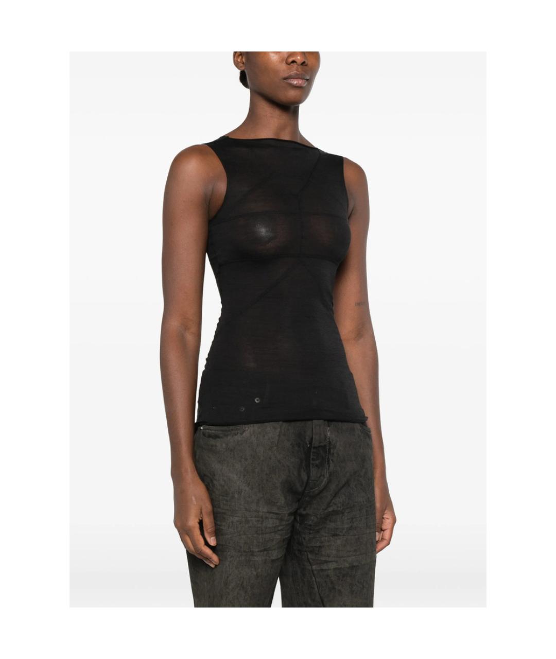 RICK OWENS Черная шерстяная майка, фото 4