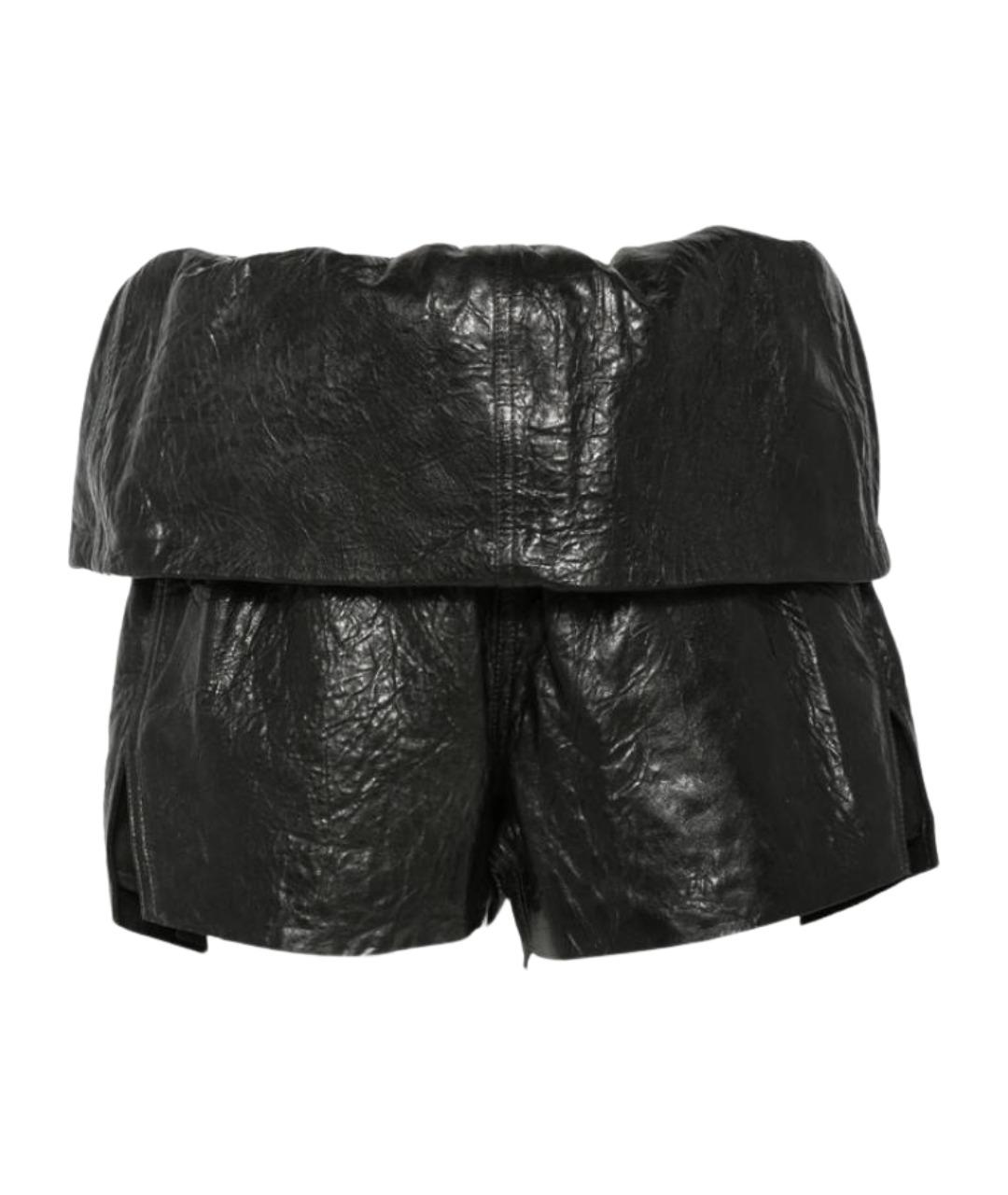 RICK OWENS Черные кожаные шорты, фото 1