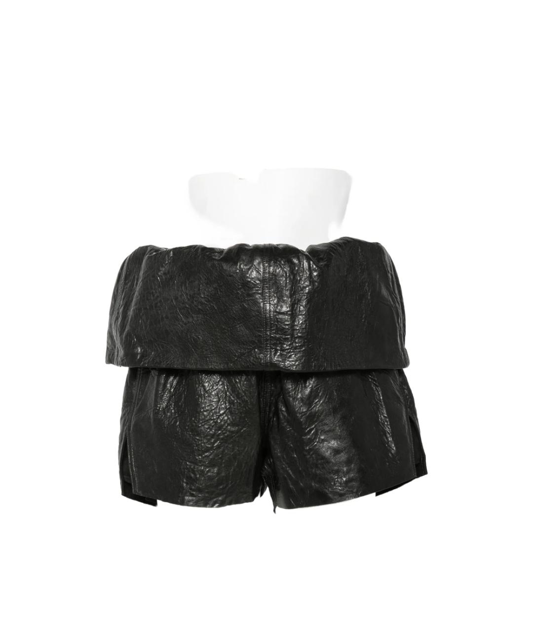 RICK OWENS Черные кожаные шорты, фото 6