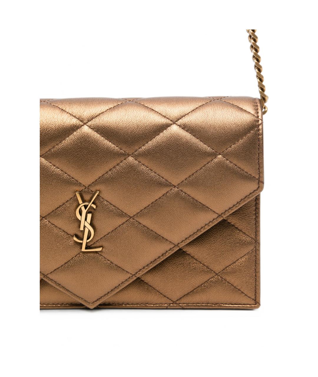 SAINT LAURENT Коричневая кожаная сумка через плечо, фото 2