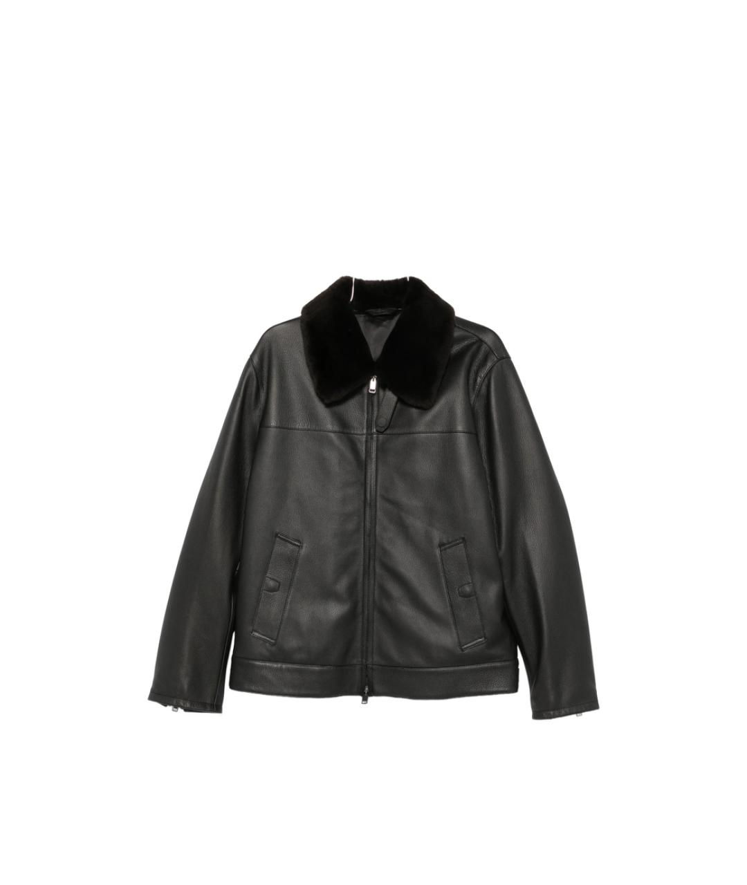 BRIONI Черная кожаная куртка, фото 1