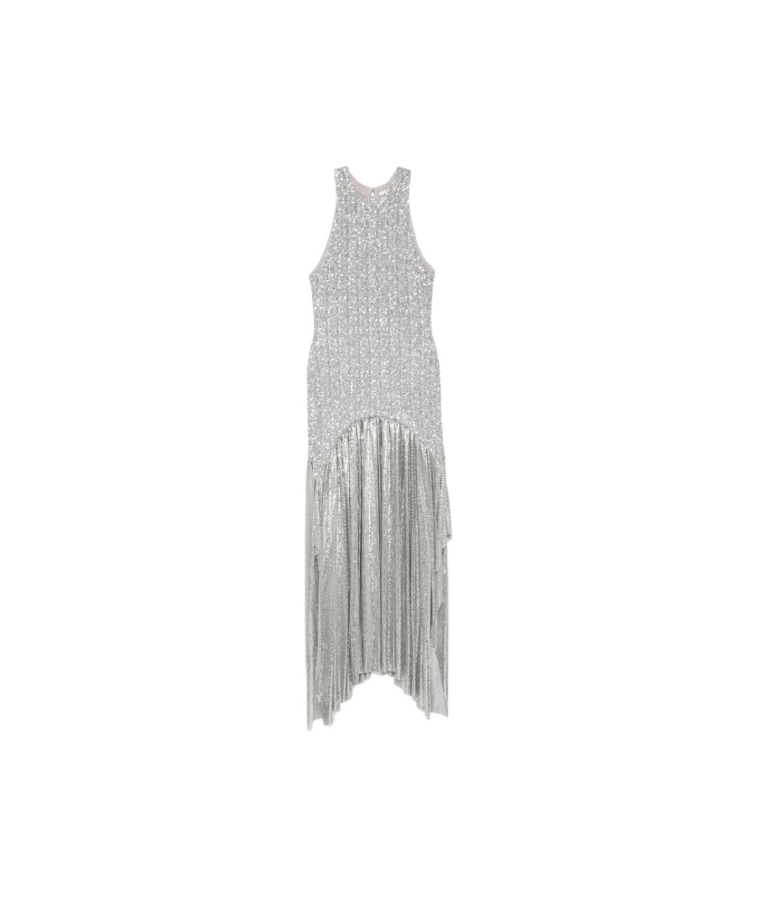 PACO RABANNE Серебряное вискозное вечернее платье, фото 1