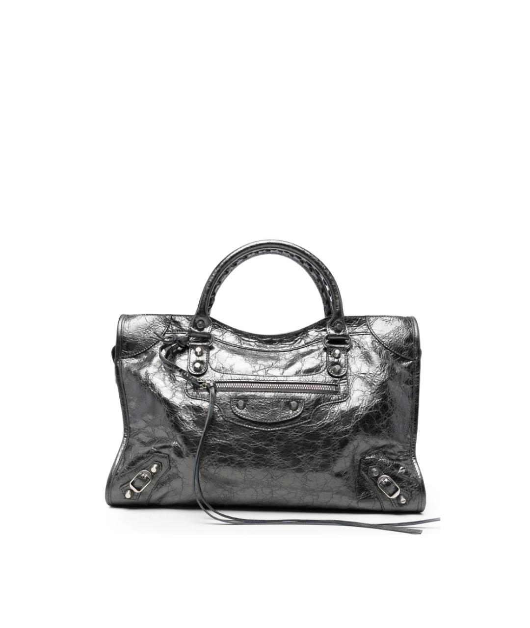 BALENCIAGA Серебряная кожаная сумка тоут, фото 1