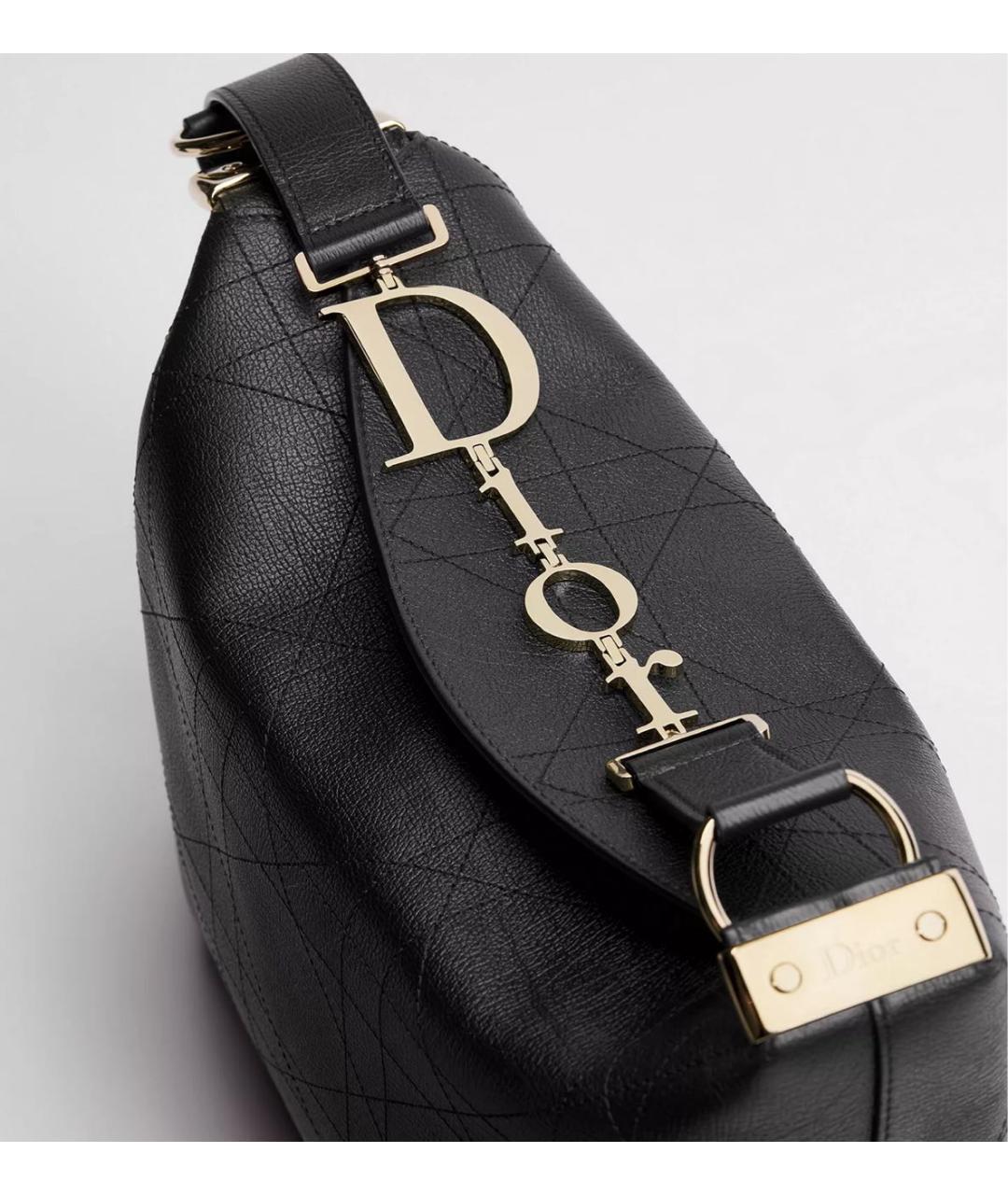 CHRISTIAN DIOR Черная кожаная сумка через плечо, фото 6