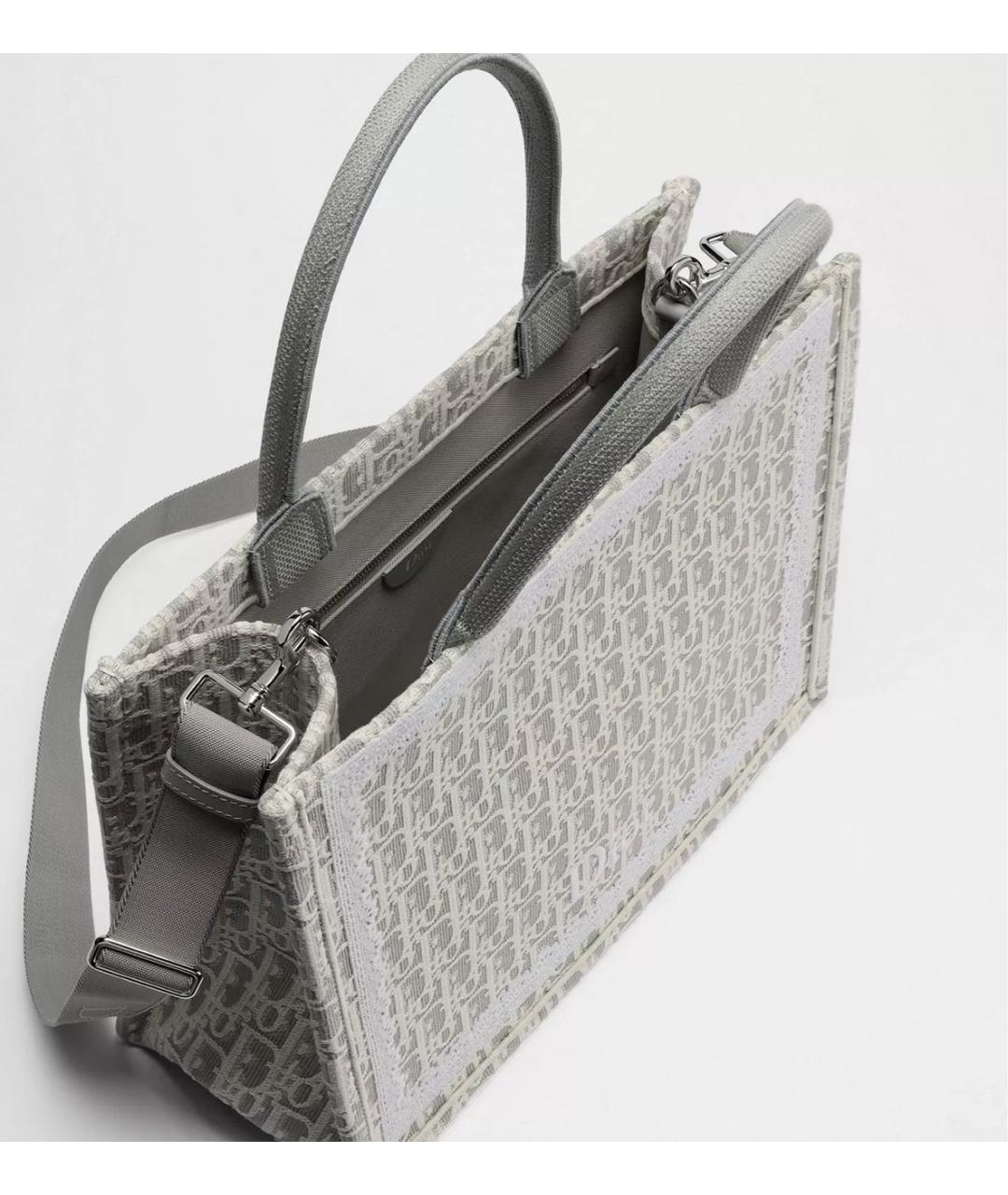 CHRISTIAN DIOR Серая сумка тоут из канвы, фото 4