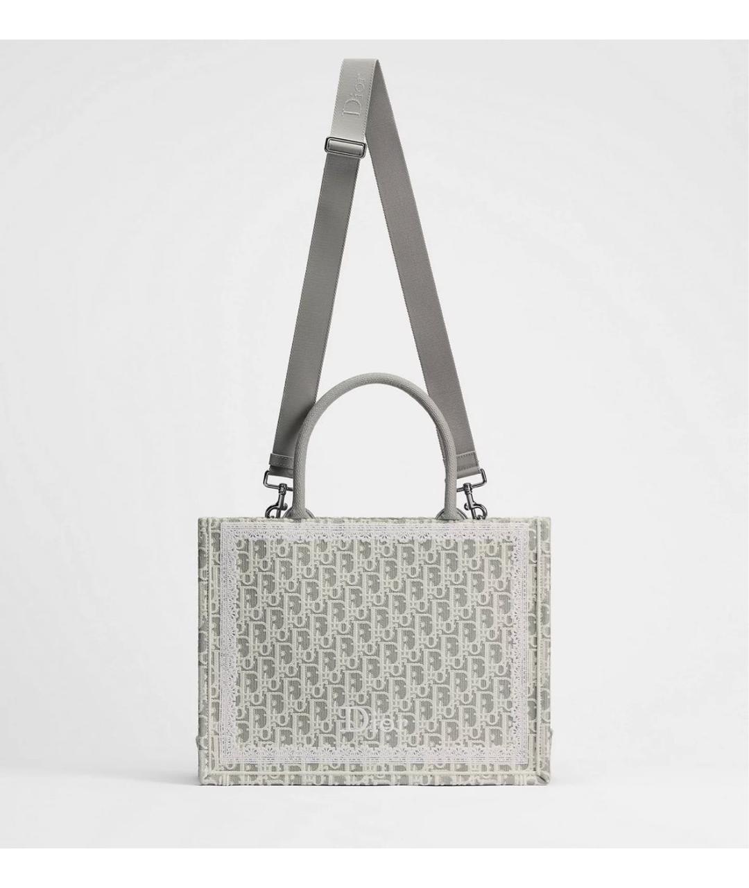 CHRISTIAN DIOR Серая сумка тоут из канвы, фото 5