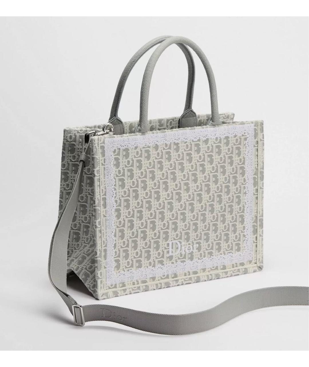 CHRISTIAN DIOR Серая сумка тоут из канвы, фото 3