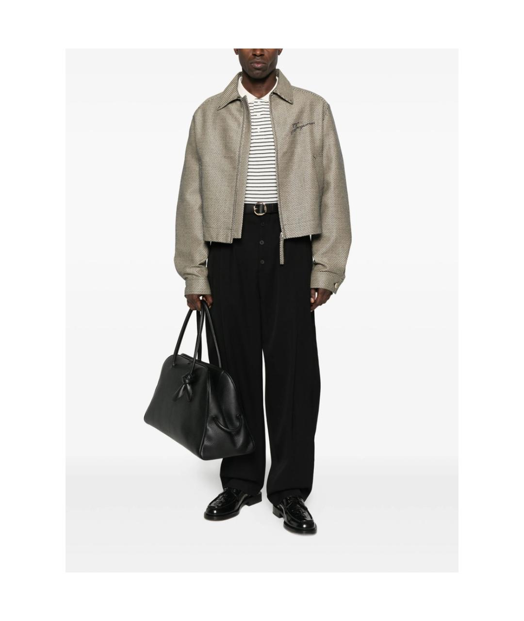 JACQUEMUS Черные шерстяные повседневные брюки, фото 4