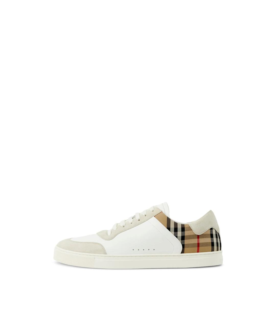 BURBERRY Белые синтетические низкие кроссовки / кеды, фото 5