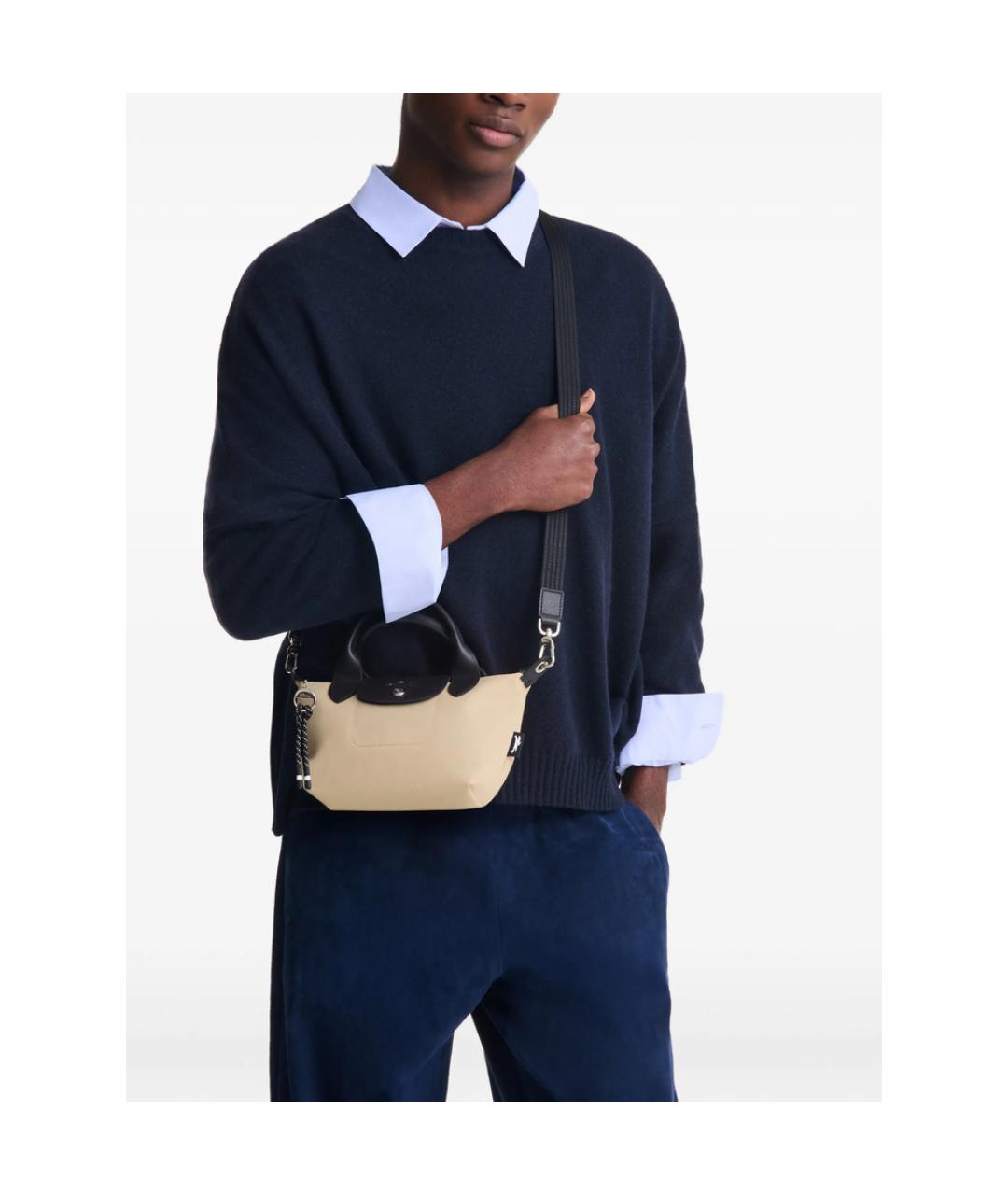 LONGCHAMP Бежевая кожаная сумка через плечо, фото 2