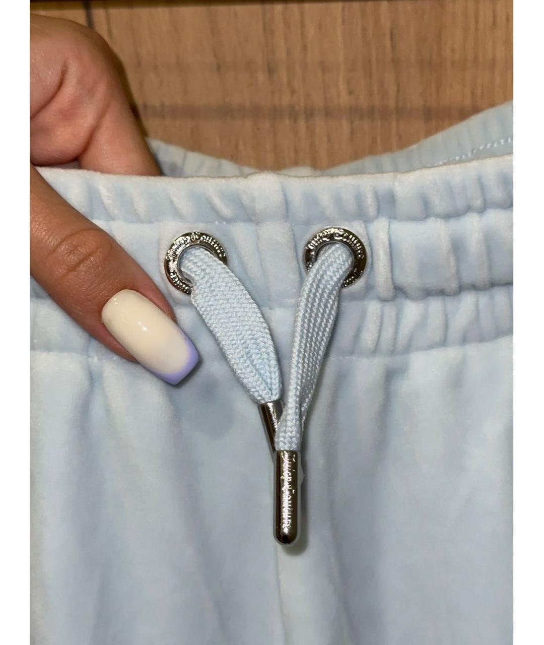 JUICY COUTURE Голубые велюровые брюки узкие, фото 4