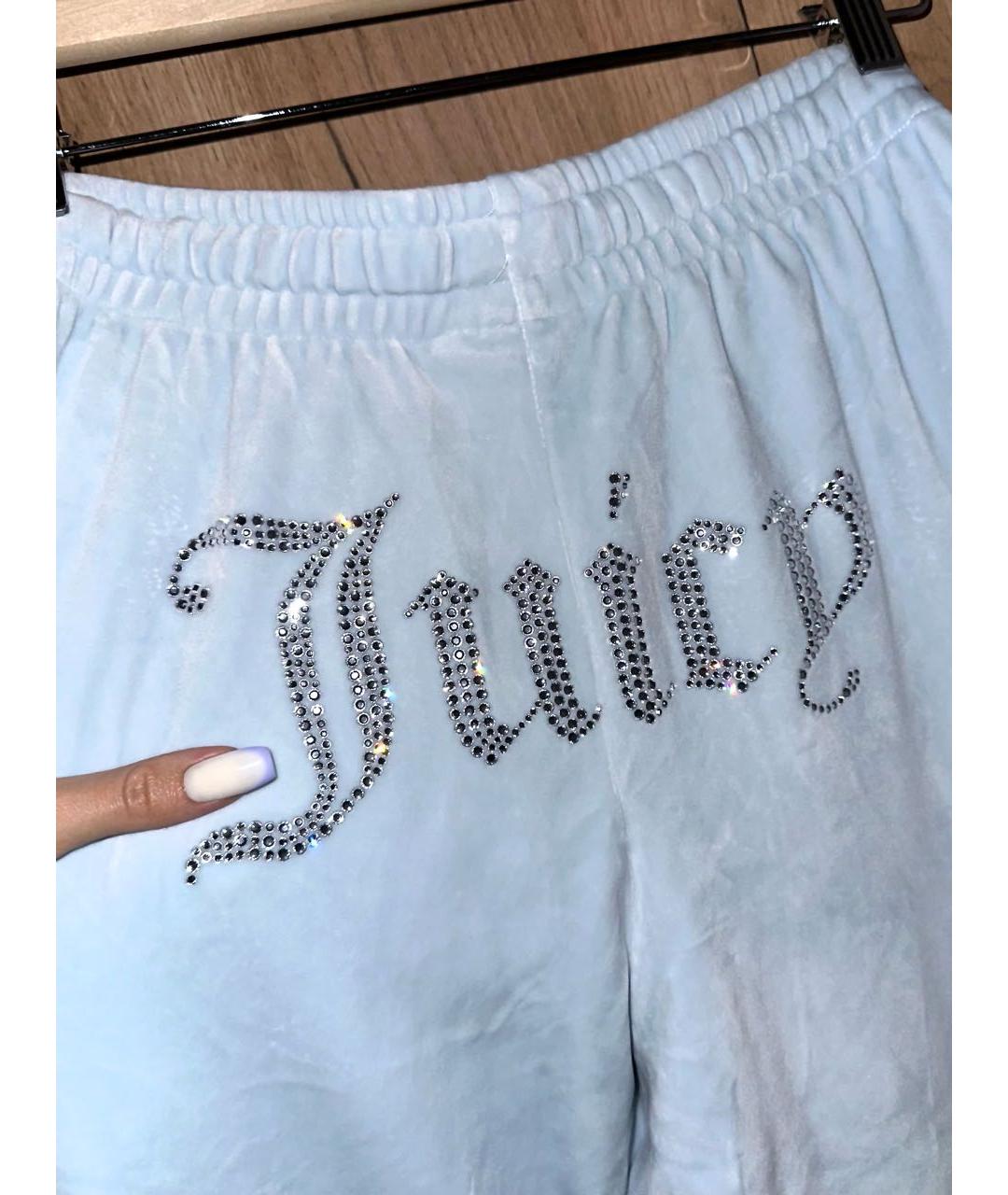 JUICY COUTURE Голубые велюровые брюки узкие, фото 3