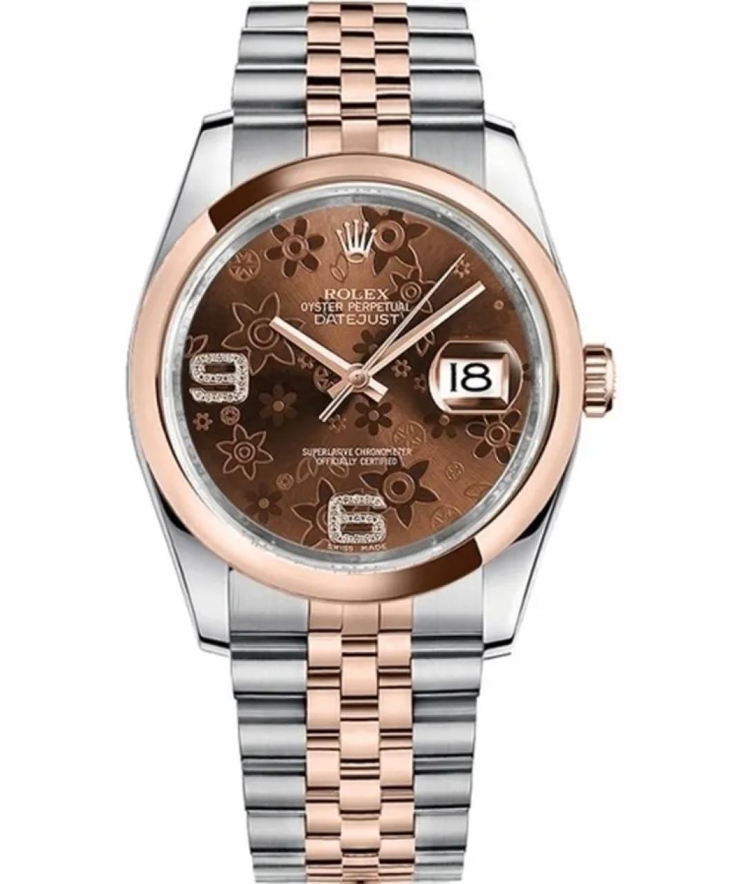 ROLEX Коричневые часы из розового золота, фото 10