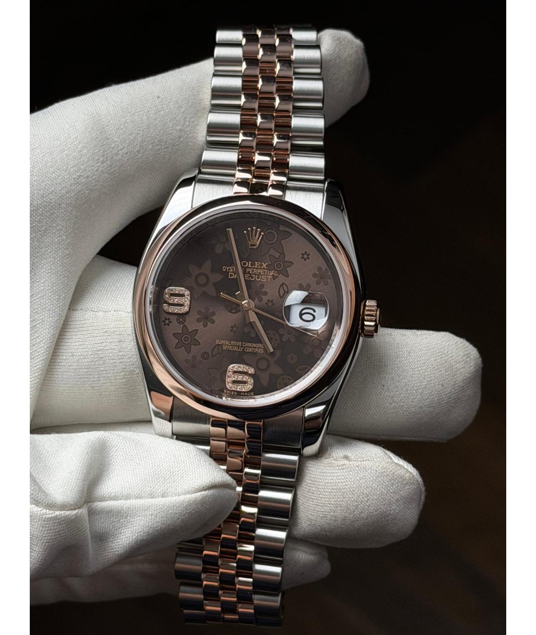 ROLEX Коричневые часы из розового золота, фото 2