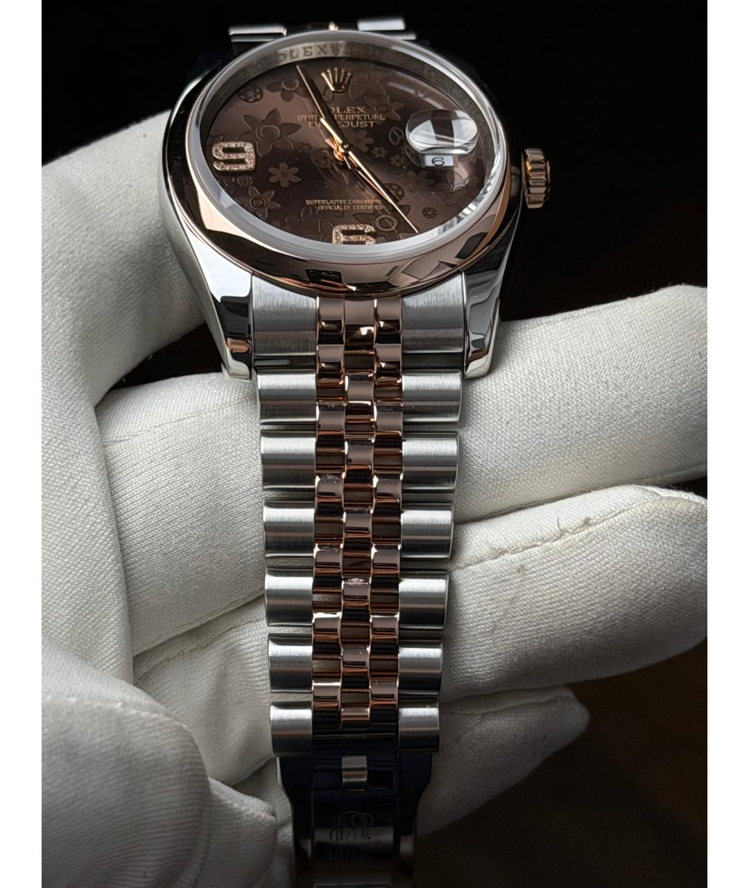 ROLEX Коричневые часы из розового золота, фото 6