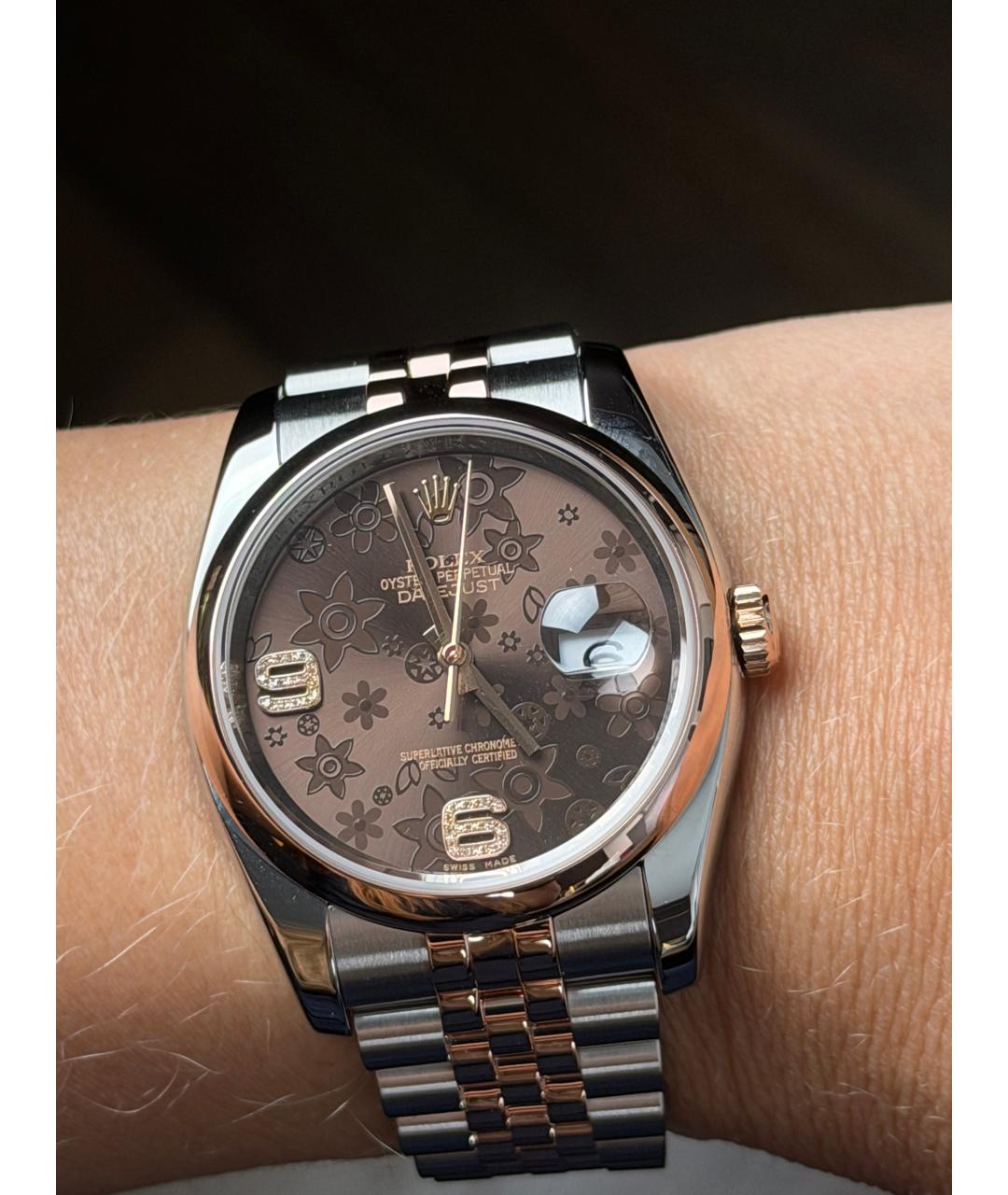 ROLEX Коричневые часы из розового золота, фото 9