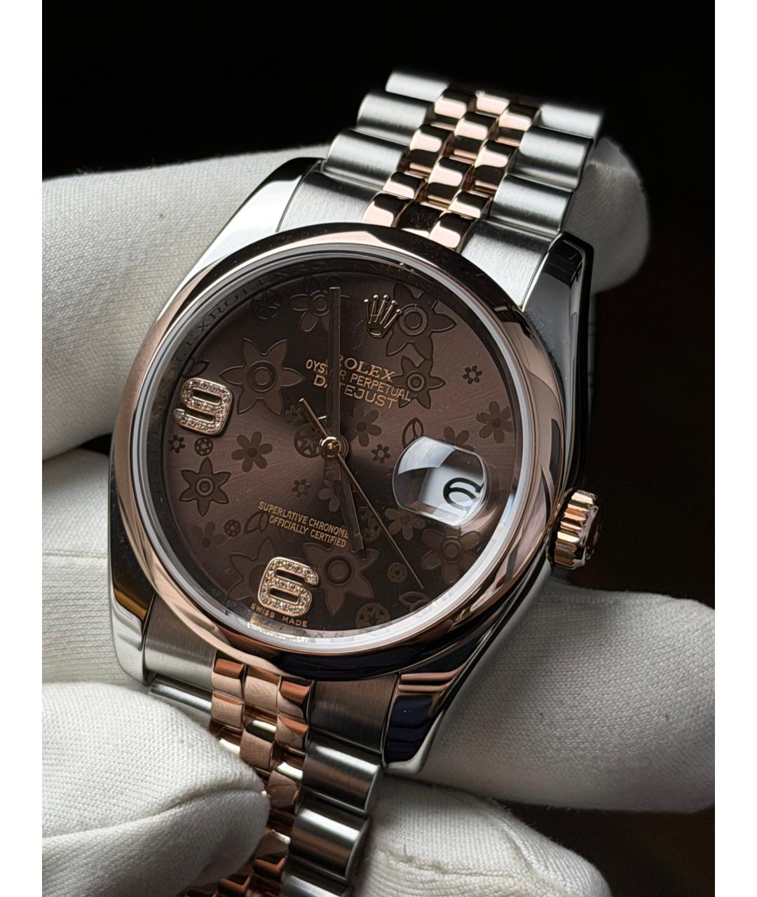 ROLEX Коричневые часы из розового золота, фото 3