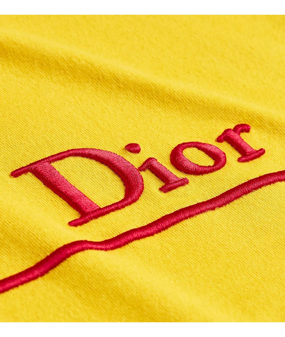 CHRISTIAN DIOR Желтая хлопковая футболка, фото 2