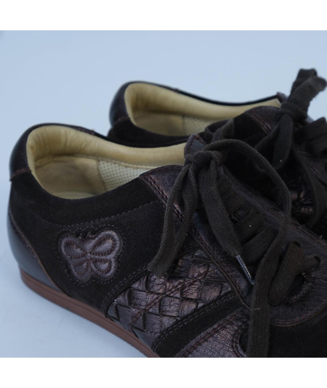 BOTTEGA VENETA Коричневые кожаные кеды, фото 5