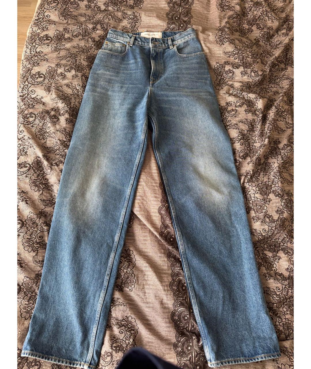 GOLDEN GOOSE Синие хлопко-полиэстеровые прямые джинсы, фото 8
