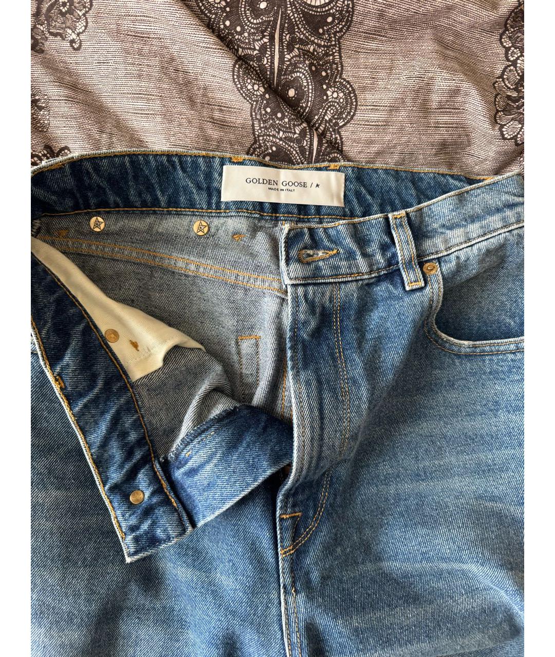 GOLDEN GOOSE Синие хлопко-полиэстеровые прямые джинсы, фото 3