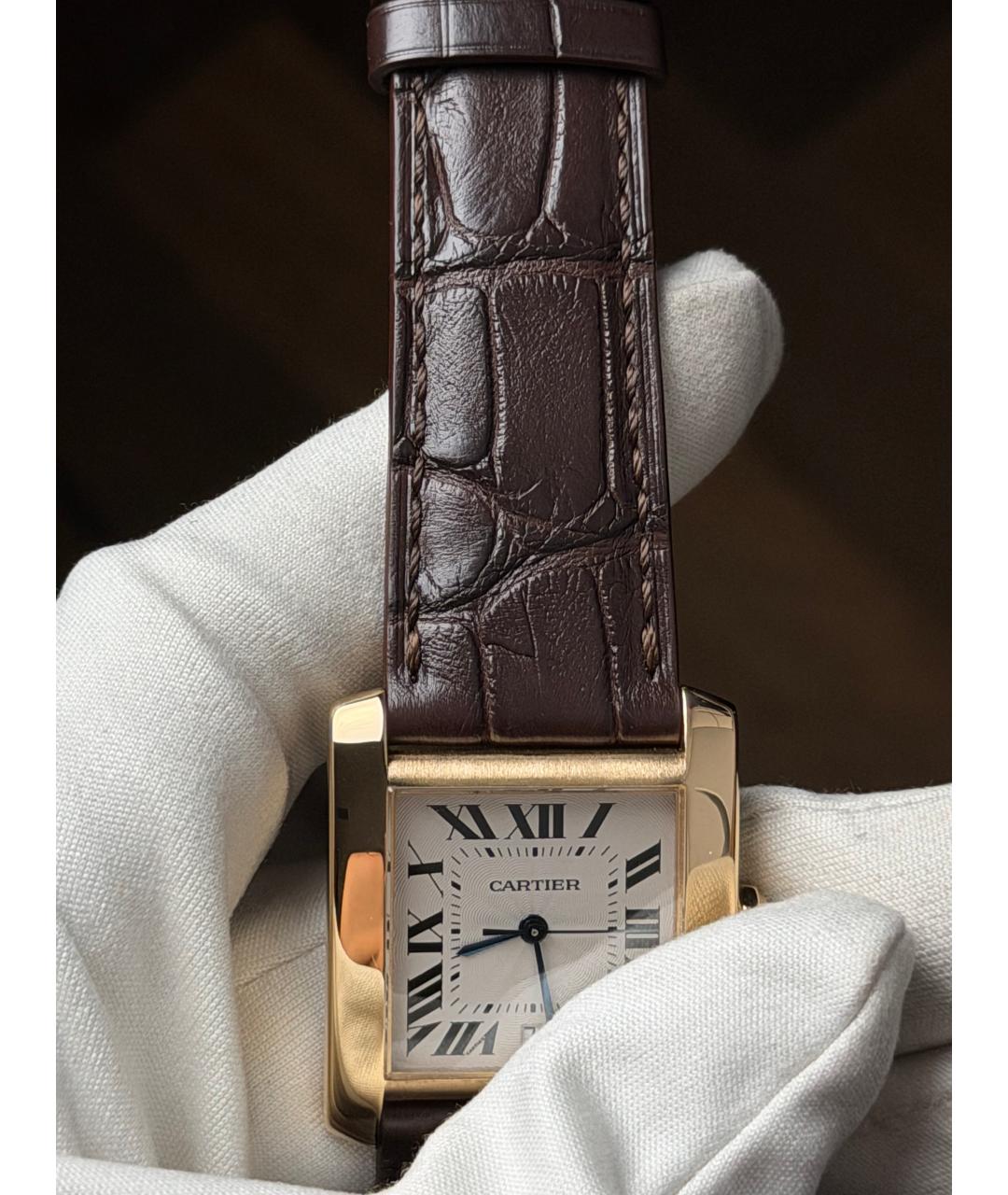 CARTIER Белые часы из желтого золота, фото 7