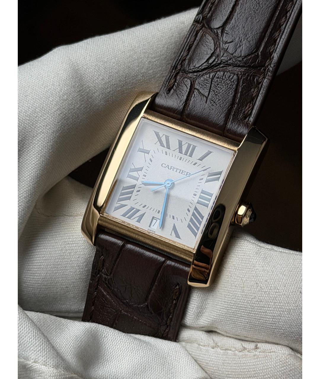CARTIER Белые часы из желтого золота, фото 3