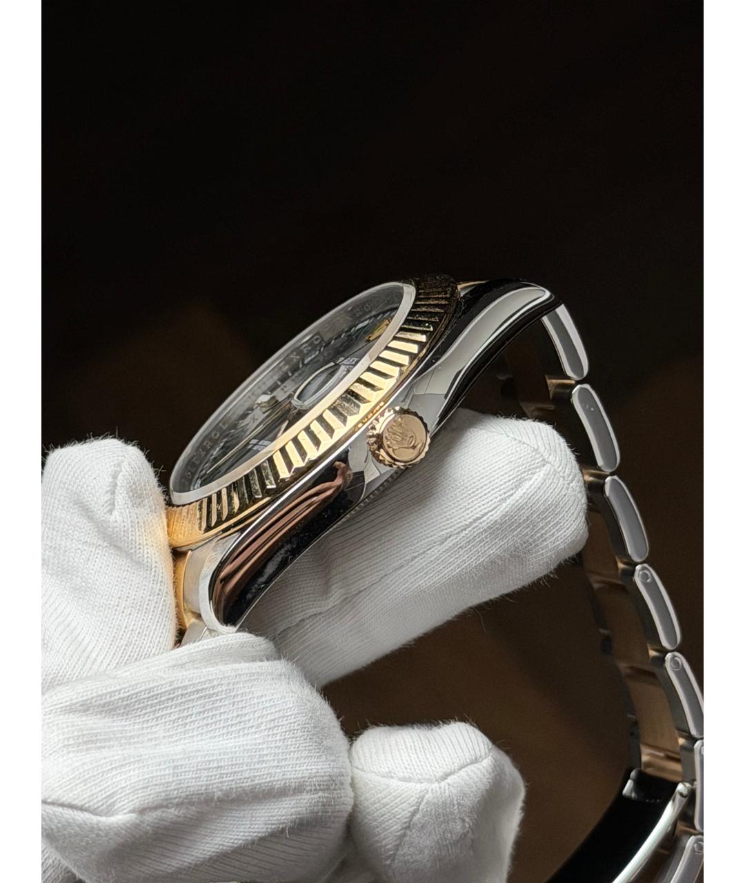 ROLEX Серые часы из желтого золота, фото 4