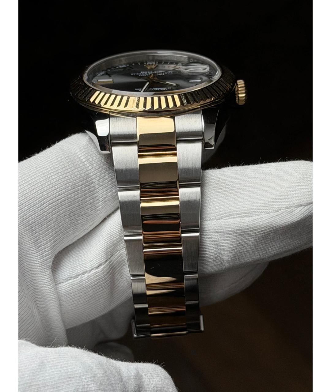 ROLEX Серые часы из желтого золота, фото 5