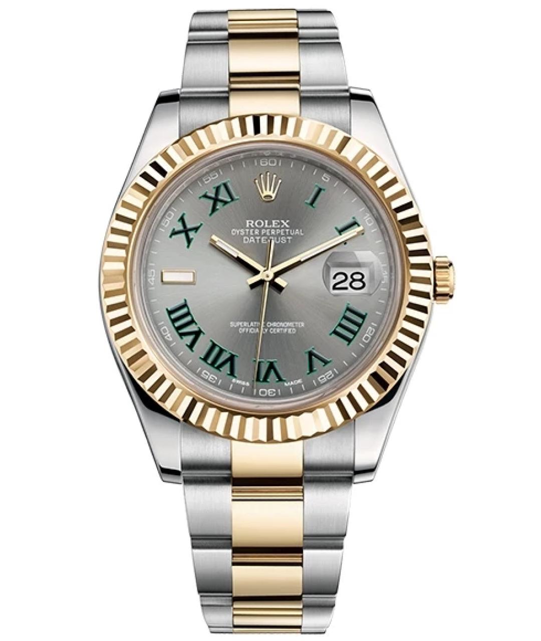 ROLEX Серые часы из желтого золота, фото 10