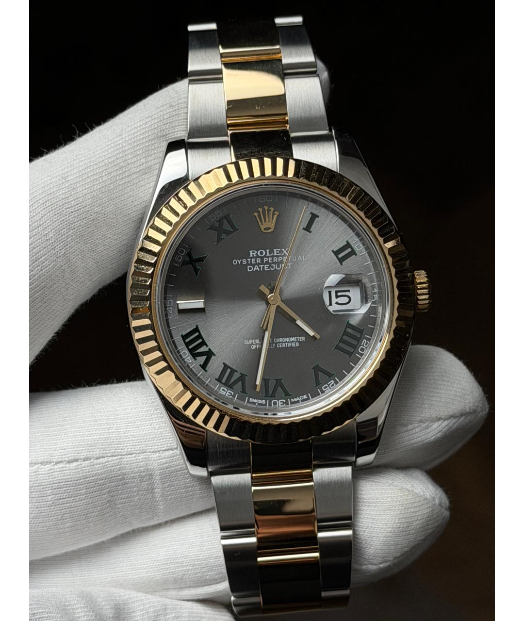 ROLEX Серые часы из желтого золота, фото 2