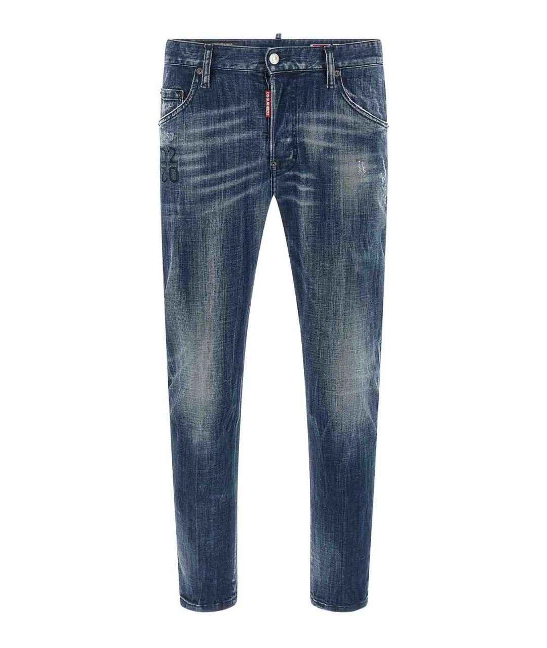 DSQUARED2 Синие хлопко-эластановые джинсы скинни, фото 1