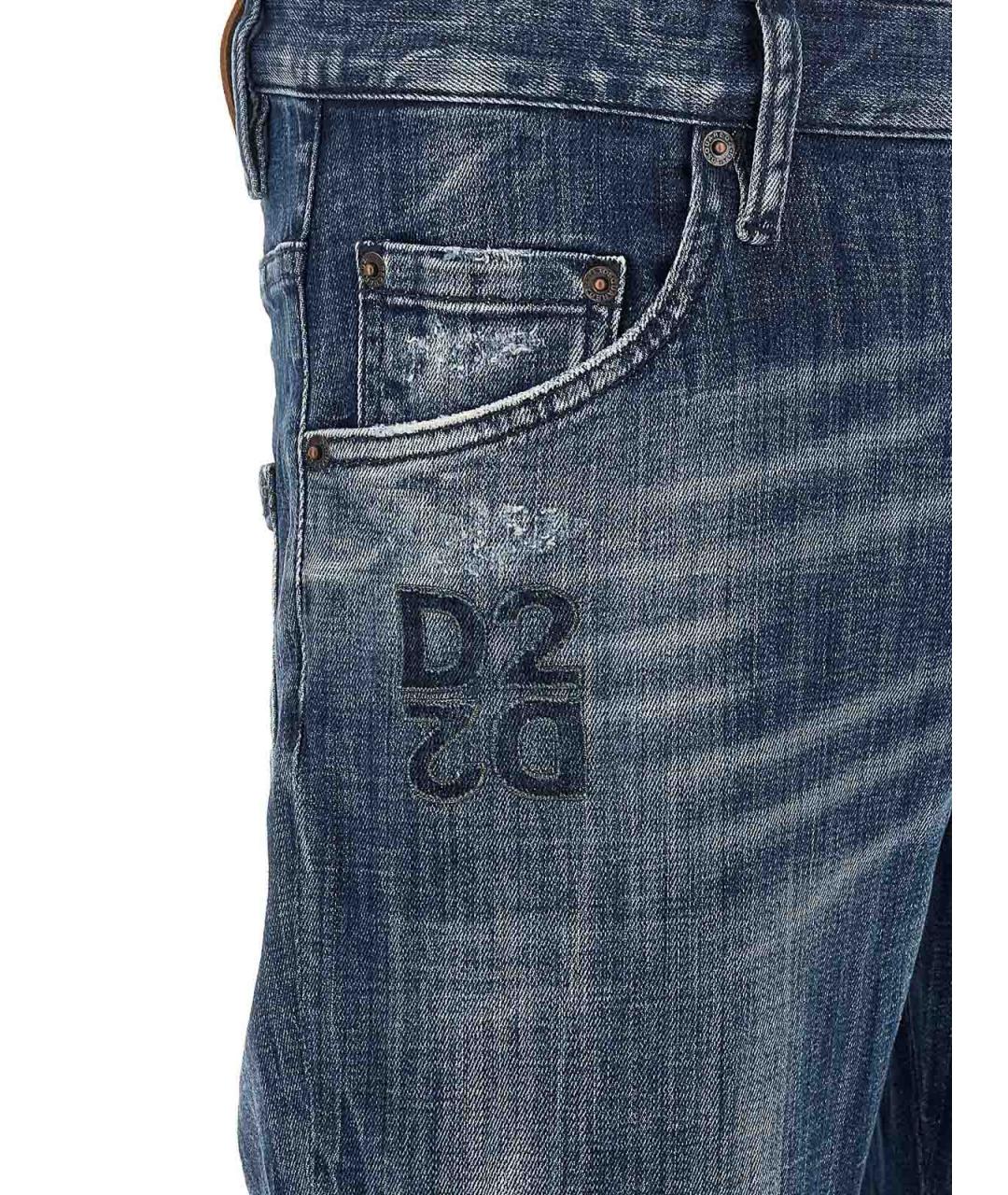 DSQUARED2 Синие хлопко-эластановые джинсы скинни, фото 5