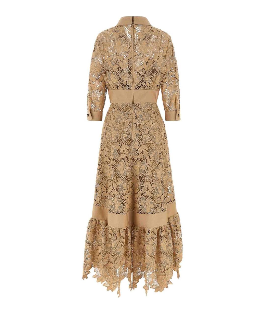 ELIE SAAB Бежевое хлопковое повседневное платье, фото 2